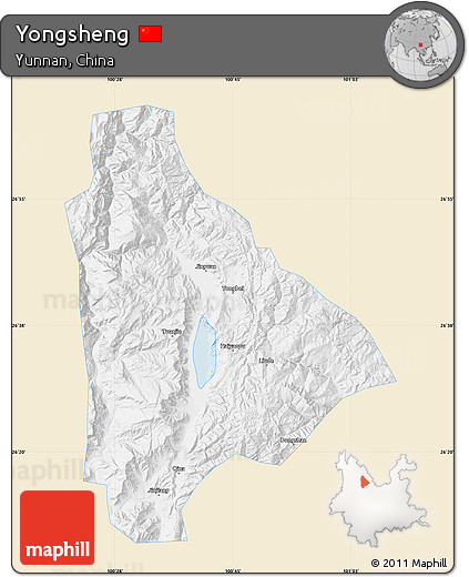 Classic Style Map of Yongsheng, single color outside