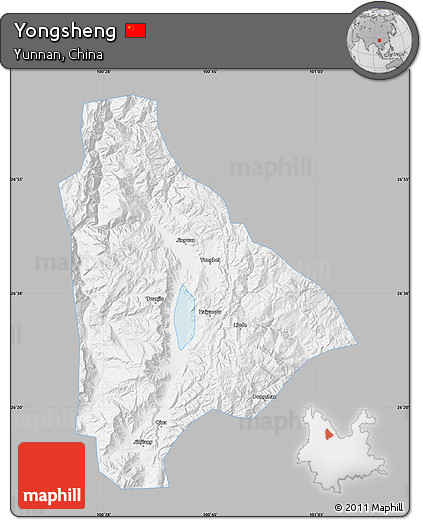 Gray Map of Yongsheng, single color outside