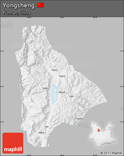 Gray Map of Yongsheng, single color outside