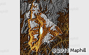 Physical Map of Yongsheng, darken