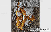 Physical Map of Yongsheng, darken, semi-desaturated