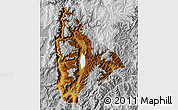 Physical Map of Yongsheng, lighten, desaturated