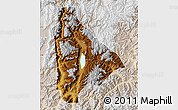 Physical Map of Yongsheng, lighten