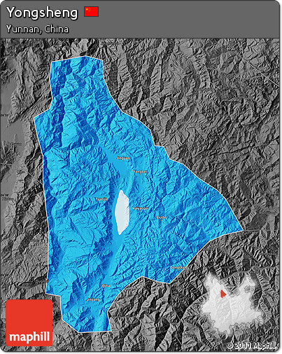 Political Map of Yongsheng, darken, desaturated