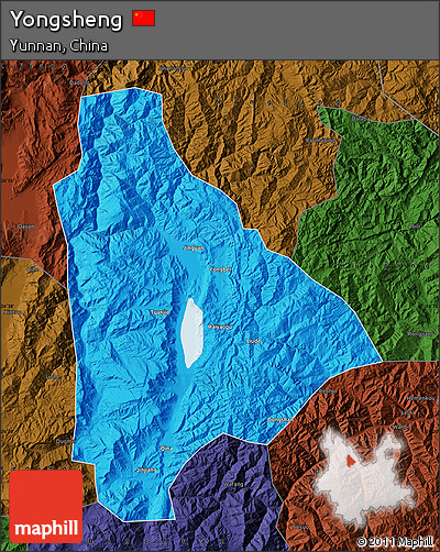 Political Map of Yongsheng, darken