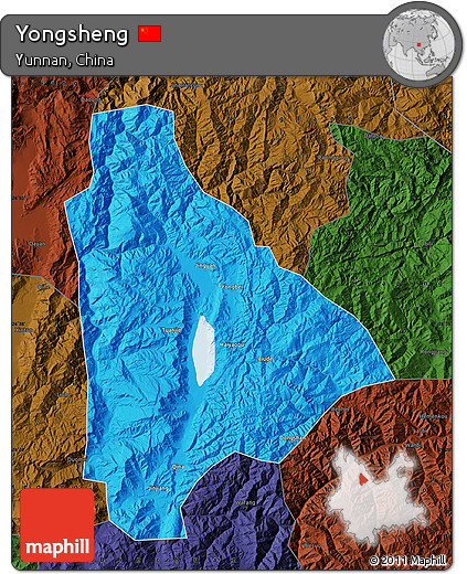 Political Map of Yongsheng, darken