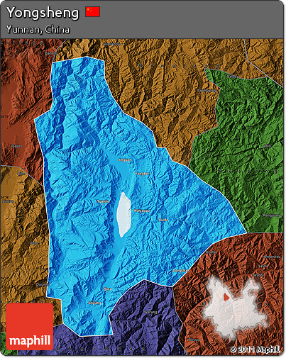 Political Map of Yongsheng, darken