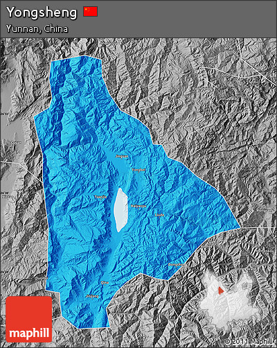Political Map of Yongsheng, desaturated