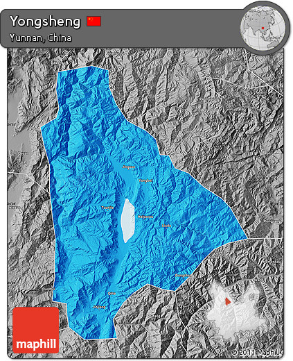 Political Map of Yongsheng, desaturated