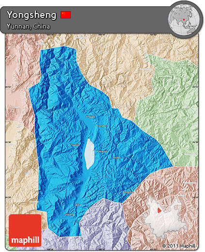 Political Map of Yongsheng, lighten