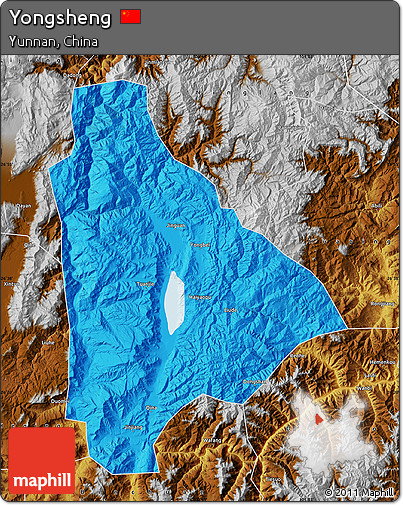 Political Map of Yongsheng, physical outside