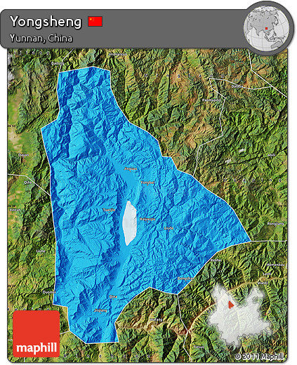 Political Map of Yongsheng, satellite outside