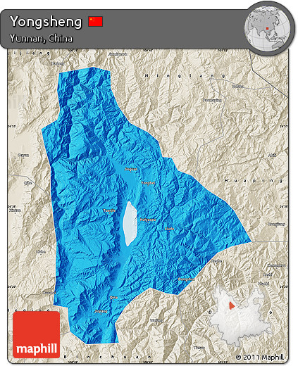 Political Map of Yongsheng, shaded relief outside