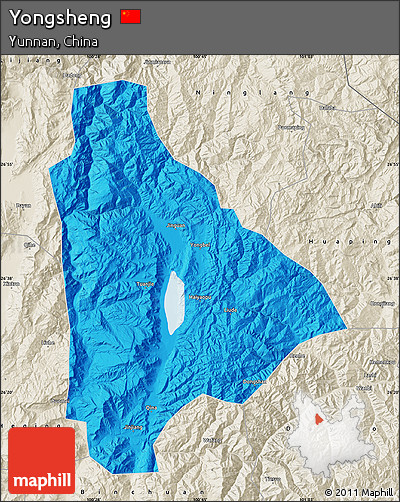 Political Map of Yongsheng, shaded relief outside