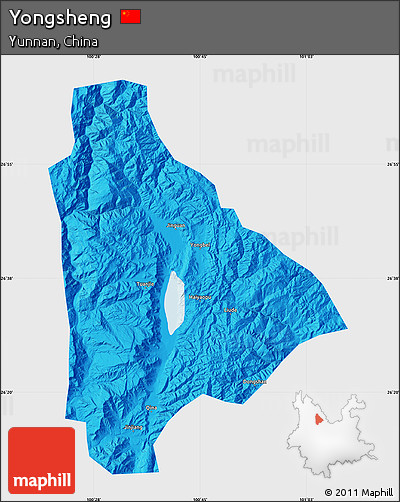 Political Map of Yongsheng, single color outside