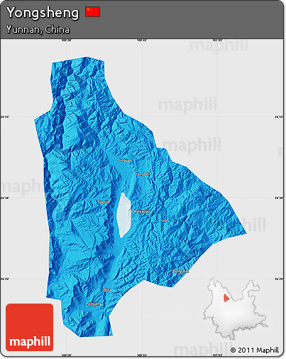 Political Map of Yongsheng, single color outside