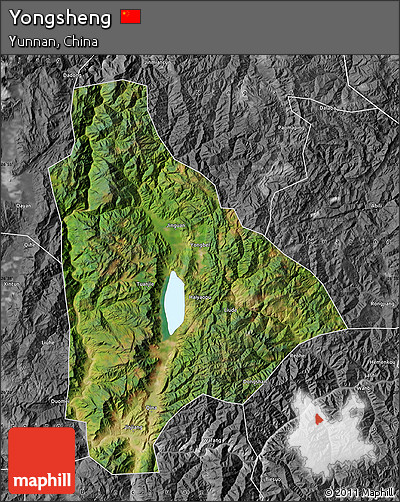 Satellite Map of Yongsheng, desaturated
