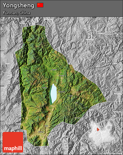 Satellite Map of Yongsheng, lighten, desaturated