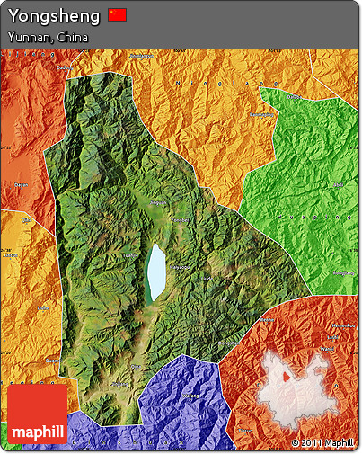 Satellite Map of Yongsheng, political outside
