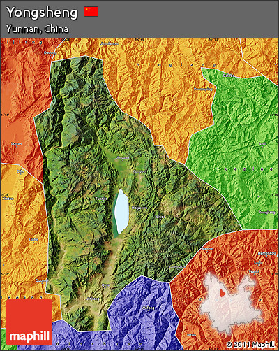 Satellite Map of Yongsheng, political outside