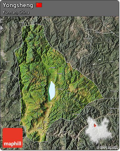 Satellite Map of Yongsheng, semi-desaturated