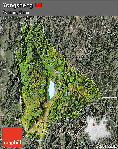 Satellite Map of Yongsheng, semi-desaturated