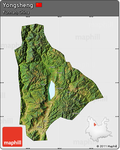 Satellite Map of Yongsheng, single color outside