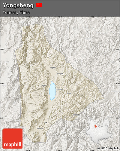 Shaded Relief Map of Yongsheng, lighten