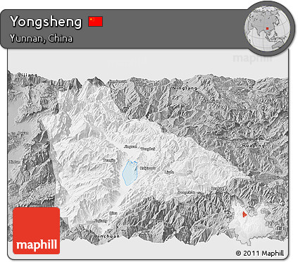 Gray Panoramic Map of Yongsheng