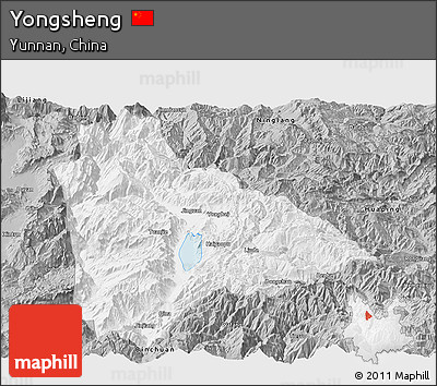 Gray Panoramic Map of Yongsheng