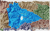 Political Panoramic Map of Yongsheng, semi-desaturated