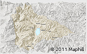 Shaded Relief Panoramic Map of Yongsheng, lighten, semi-desaturated