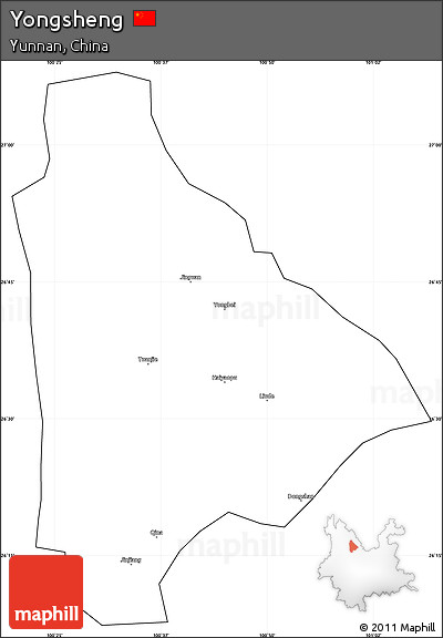 Blank Simple Map of Yongsheng, cropped outside