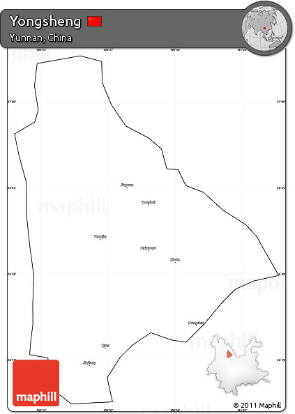 Blank Simple Map of Yongsheng, cropped outside