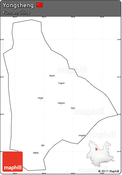 Blank Simple Map of Yongsheng, cropped outside