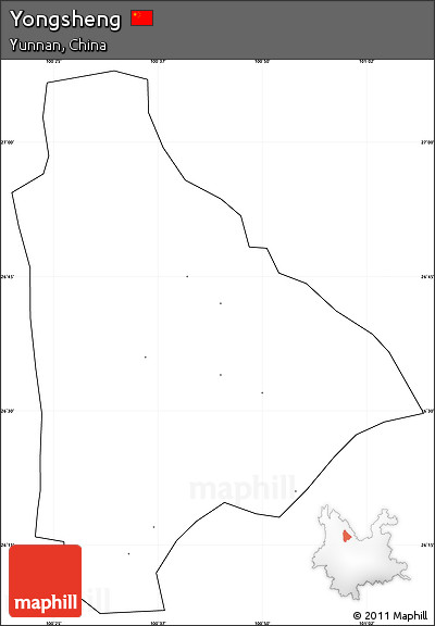 Blank Simple Map of Yongsheng, cropped outside, no labels