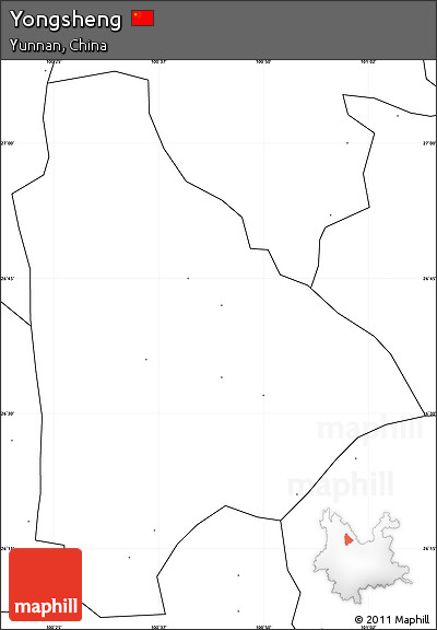 Blank Simple Map of Yongsheng, no labels