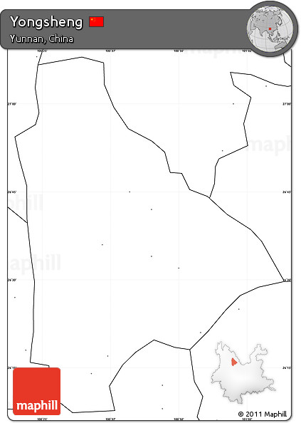 Blank Simple Map of Yongsheng, no labels