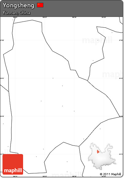 Blank Simple Map of Yongsheng, no labels
