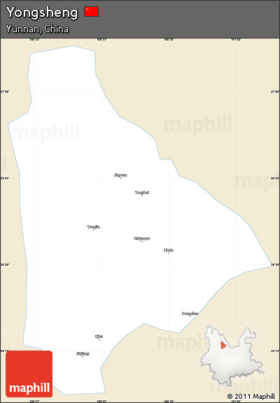 Classic Style Simple Map of Yongsheng, single color outside