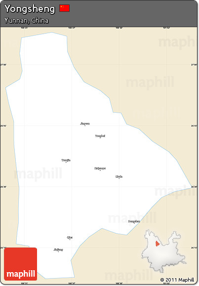 Classic Style Simple Map of Yongsheng, single color outside