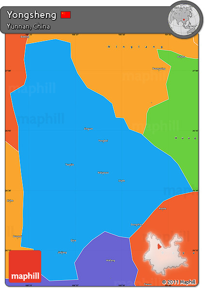 Political Simple Map of Yongsheng