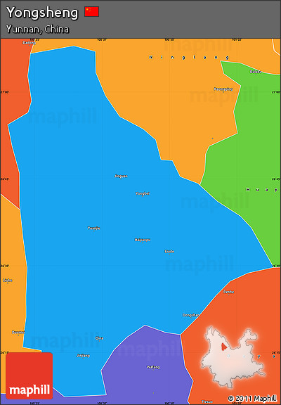Political Simple Map of Yongsheng