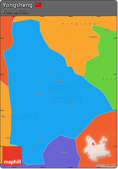Political Simple Map of Yongsheng