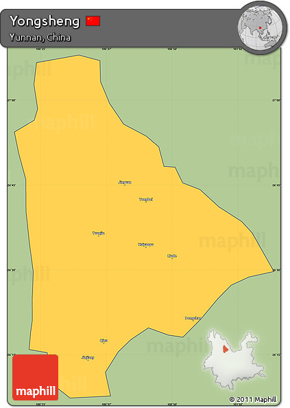 Savanna Style Simple Map of Yongsheng, cropped outside