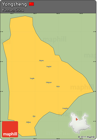 Savanna Style Simple Map of Yongsheng, cropped outside