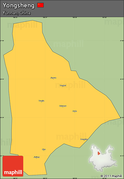 Savanna Style Simple Map of Yongsheng, cropped outside