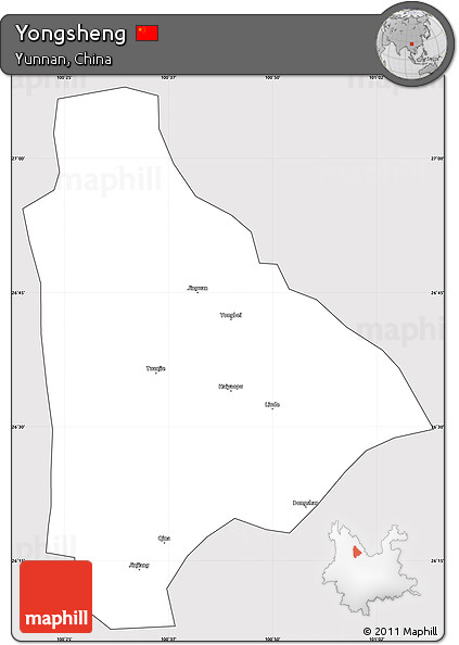 Silver Style Simple Map of Yongsheng, cropped outside