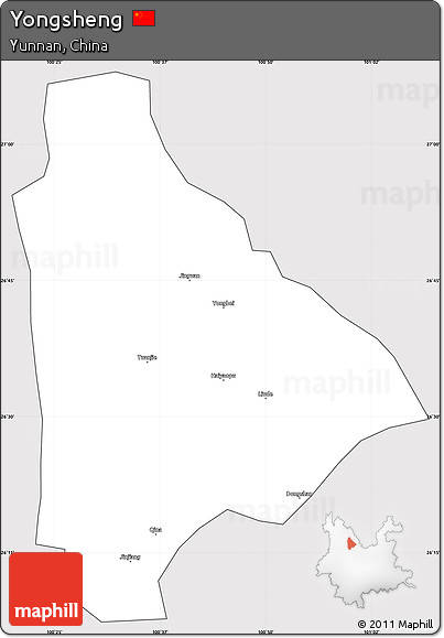 Silver Style Simple Map of Yongsheng, cropped outside