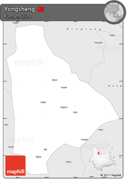 Silver Style Simple Map of Yongsheng